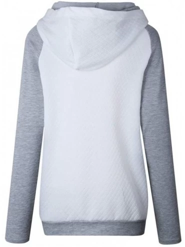 Baby Dolls & Chemises Women Hoodies T-Shirt Blouse Hooded Zipper Casual Long Sleeve Pullover Sweatshirt Tops - White - CO18Z4...
