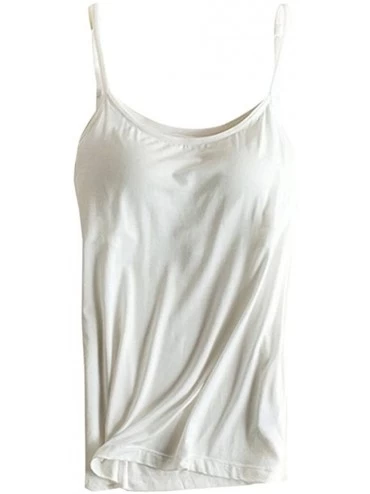Camisoles & Tanks Womens Modal Built-in Bra Padded Camisole Yoga Tanks Tops - Sp-white - C0186KHAQMO $33.52