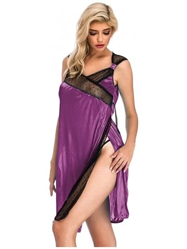 Thermal Underwear Lingerie for Women- Plus Size Sexy New Women Lingerie Sleepwear Perspective Split Lace Splice Dress with Th...