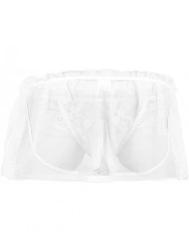 G-Strings & Thongs Men's Lace Flower Organza Skirted G-String Thong Jockstraps Sissy Pouch Panties Underwear - Ivory - CD18KI...
