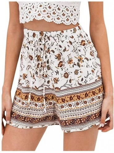 Bottoms Shorts-Comfy Drawstring Casual Floral Elastic Waist Pockets Shorts - Orange - CG199LGU0UD $46.88