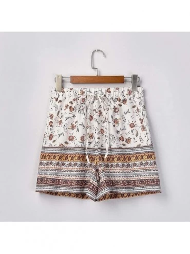 Bottoms Shorts-Comfy Drawstring Casual Floral Elastic Waist Pockets Shorts - Orange - CG199LGU0UD $18.87