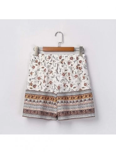 Bottoms Shorts-Comfy Drawstring Casual Floral Elastic Waist Pockets Shorts - Orange - CG199LGU0UD $18.87