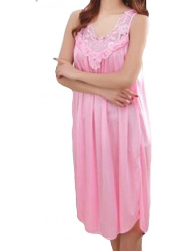 Nightgowns & Sleepshirts Women's Summer Plus Size Sleeveless Loungewear Solid Color Nightgowns - 1 - C818RK055T4 $35.94