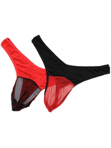 G-Strings & Thongs Men's Underwear Mesh Transparent Breathable Men's Sexy Thong 2 Pieces/Lot Black - CU197XEU7E3 $29.87