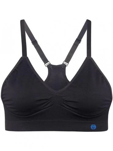 Bras Women's Racerback Yoga Sports Bra Wirefree Comfortable Soft Breathable Seamless Bralette - Black - C418C9W6D75 $43.02