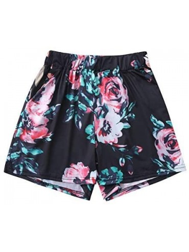 Bottoms Womens Casual Wide Leg Silky Satin Shorts Flower Print Pajama Shorts Elastic Waist Lightweight Breathable Beach Short...