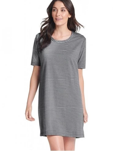 Tops Women's Sleepwear Everyday Essentials Cotton Short Sleeve Sleepshirt- True Stripe Charcoal- 1XL - C718A9W0M9I $37.49