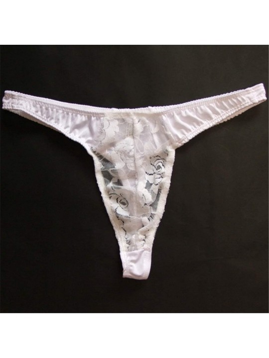 Sexy Men Lace Thongs Transparent Breathable Panties See Through Pouch G ...