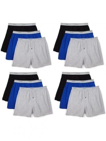 Boxers Men's 12-Pack Knit Boxer Shorts Boxers Cotton Underwear 2XL - CH1217I3WX7 $55.10
