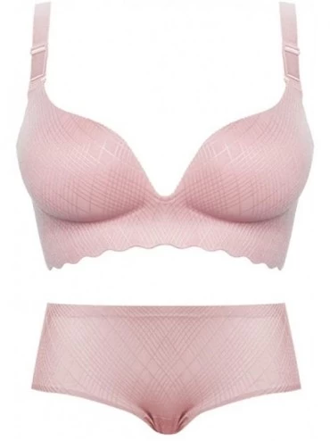 Bras Women's Plus Size Push Up Bras Set Comfortable Lingerie Bra and Panties - Pink - CT18Z7ER2GA $44.67