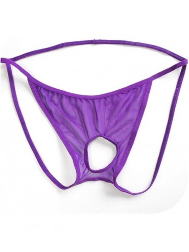 G-Strings & Thongs 2019 Hot Sexy Men Briefs Novelty Thongs G-Strings Hole Funny Underwear - Purple - CD198OT8ZU4 $59.90