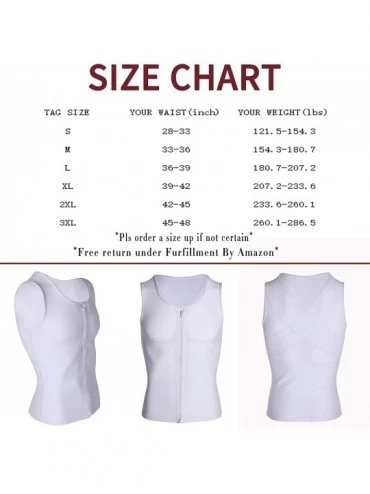 Shapewear Compression Shirts for Men Power Net Body Shaper Undershirt Abs Tank Tops Abdomen Shapewear Vest with Zipper - Whit...