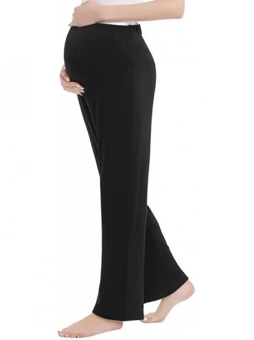 Bottoms Womens Maternity Over The Belly Lounge Pants - Pregnancy Pajama Sleep Yoga Sweatpants - Black - CB197Q97ASY $23.75
