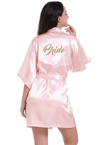Robes Women's Lingerie Robe Chemise Pure Short Kimono Silk Robe Sleepwear for Bride Wedding Party - CN19482GOQI $20.38