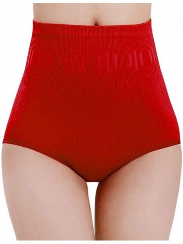 Shapewear Women's Underwear- High Waist Tummy Control Body Shaper Women Briefs - Red - CY187A93G80 $19.52