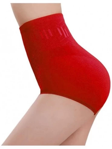 Shapewear Women's Underwear- High Waist Tummy Control Body Shaper Women Briefs - Red - CY187A93G80 $8.23