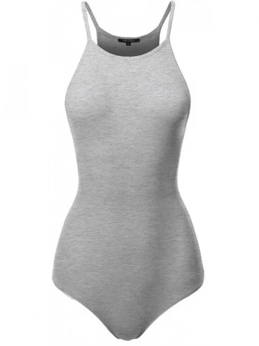 Shapewear Women's Solid Ribbed High Neck Bodysuit - Aawbsv0005 Heather Grey - CK18O2Z2QZ7 $24.69