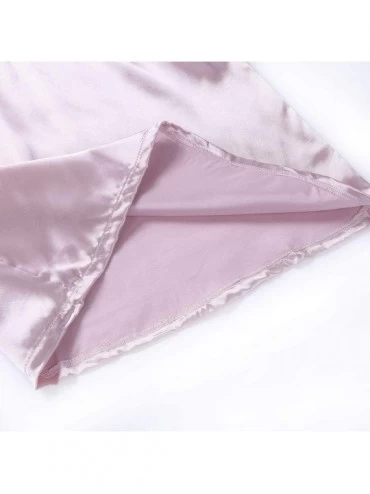 Sets Women Silk Satin Pajamas Set V-Neck Sleeveless Sleepwear Lingerie Camisole Pants Set Nightwear - Pink - CX197HM3C6U $18.59