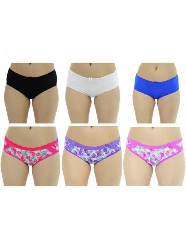 Panties Boylegs Panties for Women (Pack of 6) - Floral Lace/Solid Microfiber - CO12OHU8ONG $25.81