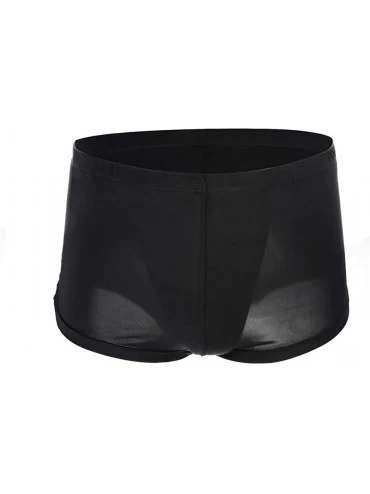 Boxers Men Boxer Shorts Solid Ice Silk Underwear U Convex Pouch Underpants Male Arrow Pants - Black - CR18DXX3X66 $20.84