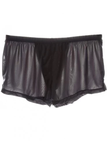 Boxers Men Boxer Shorts Solid Ice Silk Underwear U Convex Pouch Underpants Male Arrow Pants - Black - CR18DXX3X66 $9.73