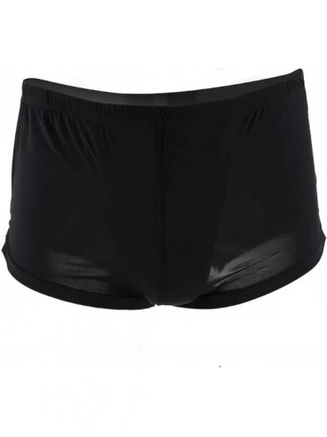 Boxers Men Boxer Shorts Solid Ice Silk Underwear U Convex Pouch Underpants Male Arrow Pants - Black - CR18DXX3X66 $9.73