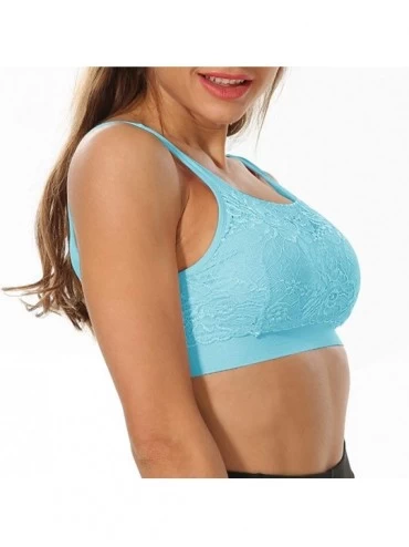 Bras Sports Bra Seamless Lace Coverage Comfortable Daily Bralette with Removable Pads - Black 1- Pink 1- Blue 1 - CY18RXSCSK5...