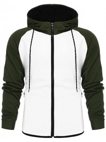 Sleep Sets Gradient Zipper Print Sweatshirt Mens Top Pants Sets Sport Suit Tracksuit - Army Green - C218YIQTYR5 $30.56