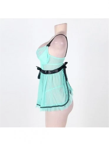Baby Dolls & Chemises Women Green Lace Semi Sheer Sexy Nightwear Babydoll Lingerie - Green - C21846DTWAR $11.55