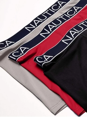 Boxer Briefs Men's Brushed Poly 3 Pack Boxer Brief - Alloy/Black/Nautica Red - CL18Y54WACQ $13.27