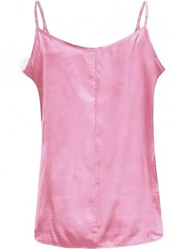 Thermal Underwear Women Sexy Camisole V-Neck Lace Patchwork Sleeveless Camis Tank Tops Blouse - Pink - CM18NMYI7DG $11.14