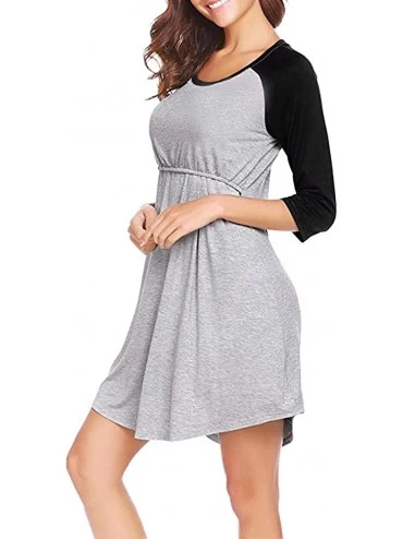 Tops PJ Women's Maternity Dress Nursing Nightgown Breastfeeding Nightshirt Sleepwear - Black - CX18I8QYRKE $28.60