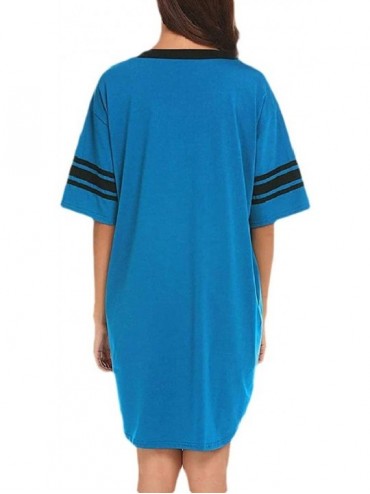 Nightgowns & Sleepshirts Women Micro Modal V Neck Contrast Plus-Size Casual Cotton Sleep Dress - 1 - CJ19CK062E8 $32.30