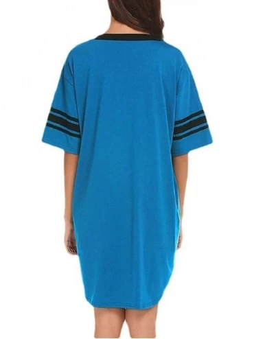 Nightgowns & Sleepshirts Women Micro Modal V Neck Contrast Plus-Size Casual Cotton Sleep Dress - 1 - CJ19CK062E8 $48.11