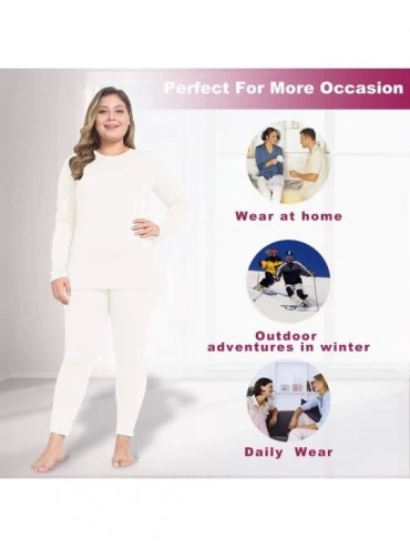 Thermal Underwear Thermal Underwear for Women Long Johns Set Plus Size Fleece Lined Ultra Soft - White - CL18ALI5742 $23.23