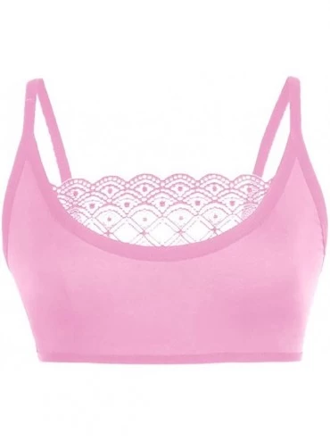 Slips Sexy Women Elastic Cage Bra Lace Camisole Tank Tops Bra Bustier - Pink - C0194IZQIQM $9.32