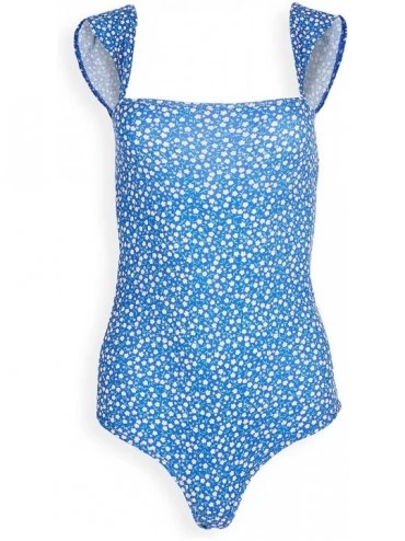 Shapewear Women's Floral Cap Sleeve Thong Bodysuit - Blue - CT194ZY8R57 $81.30