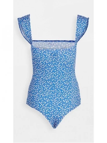 Shapewear Women's Floral Cap Sleeve Thong Bodysuit - Blue - CT194ZY8R57 $34.06