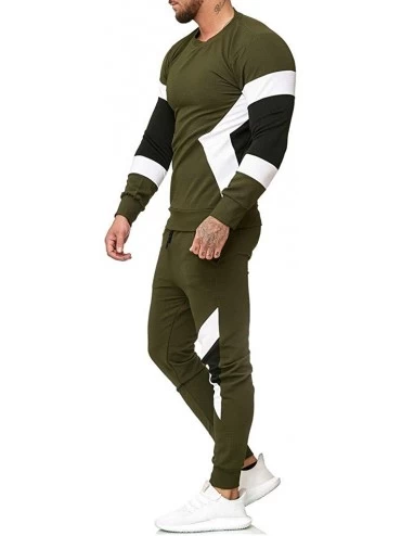 Thermal Underwear Tracksuit Men's O Neck Long Sleeve Printed Sports Set Patchwork Sweatshirt Top+Pants Sets Slim Fit Sports S...