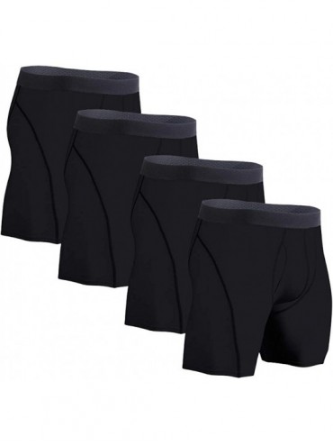 Boxer Briefs Mens Underwear Boxer Briefs Cotton Long Leg Stretch Underwear Open-Fly Boxers for Men - Black（4-pack） - CI18KINE...