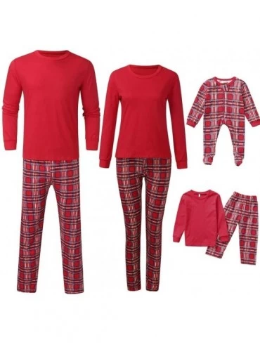 Sleep Sets Merry Christmas Series Matching Family Pajamas Blouse Tops+Pants Plaid Printed for Men Women Children Kids PJs - R...