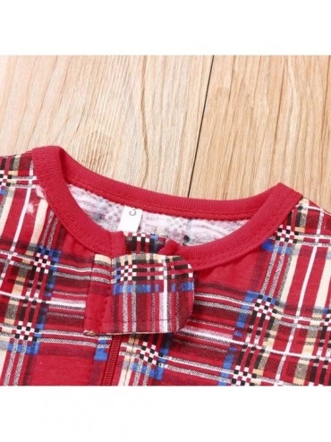Sleep Sets Merry Christmas Series Matching Family Pajamas Blouse Tops+Pants Plaid Printed for Men Women Children Kids PJs - R...