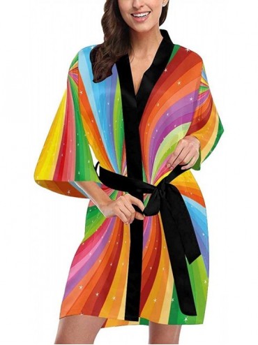 Robes Custom Red Marble Stripe Women Kimono Robes Beach Cover Up for Parties Wedding (XS-2XL) - Multi 4 - CC194S4OWTU $99.68
