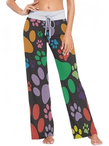 Bottoms Dog Paws Colorful Women's Pajama Pants Comfy Drawstring Lounge Pants Sleepwear - C619DSW52WS $59.48