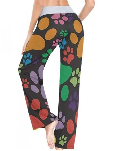 Bottoms Dog Paws Colorful Women's Pajama Pants Comfy Drawstring Lounge Pants Sleepwear - C619DSW52WS $25.04