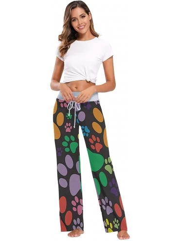 Bottoms Dog Paws Colorful Women's Pajama Pants Comfy Drawstring Lounge Pants Sleepwear - C619DSW52WS $25.04