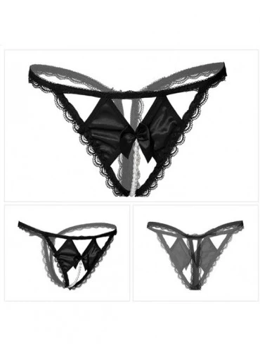 Panties Sexy Underwear Panties for Women Lace G-String Bowknot G-String Thongs Hollow Out Briefs - Black - CA194LLYHIA $7.99