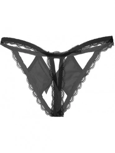 Panties Sexy Underwear Panties for Women Lace G-String Bowknot G-String Thongs Hollow Out Briefs - Black - CA194LLYHIA $7.99