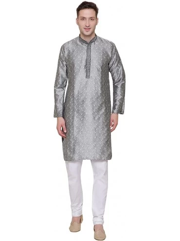 Sleep Sets Cotton Men's Kurta Pajama Set Indian Party Wear - Grey - CW185T985SA $64.35
